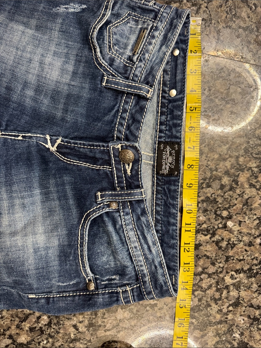 Rerock for express Y2K  low rise bootcut  Jeans with Embroidered Back Pockets 4 - Picture 11 of 14